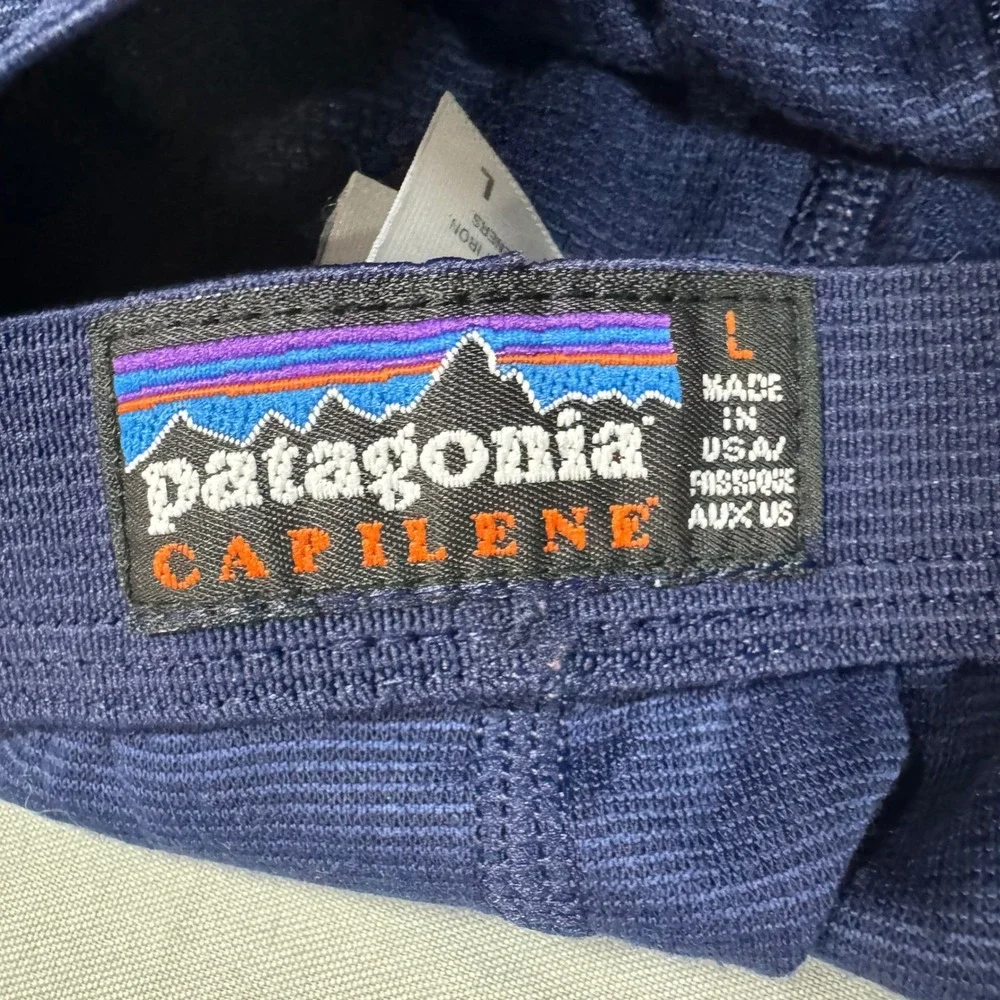 Patagonia Capilene Midweight Thermal Base Layer Pants Mens L Blue Made in USA